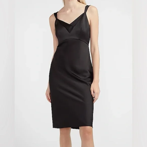 express satin slip dress Satin V-neck Downtown Cami Midi Slip Dress